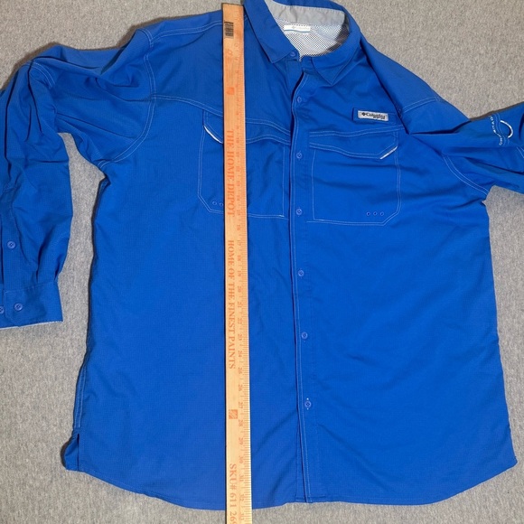 Columbia Shirt Men XL Adult Blue Button Down PFG Ripstop Fishing Omni Shade - Picture 7 of 10